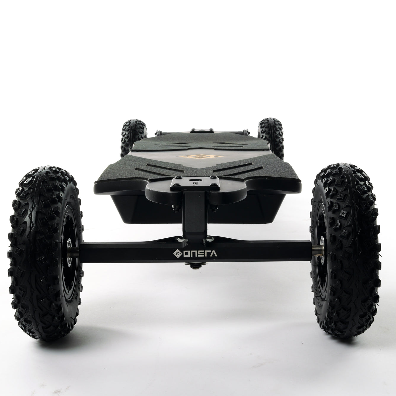 ONSRA BLACK Carve 4 premium electric longboard with a flexible bamboo deck, Gear Drive drivetrain, 14S battery, precision trucks, and all-terrain wheels, shown in a side profile.