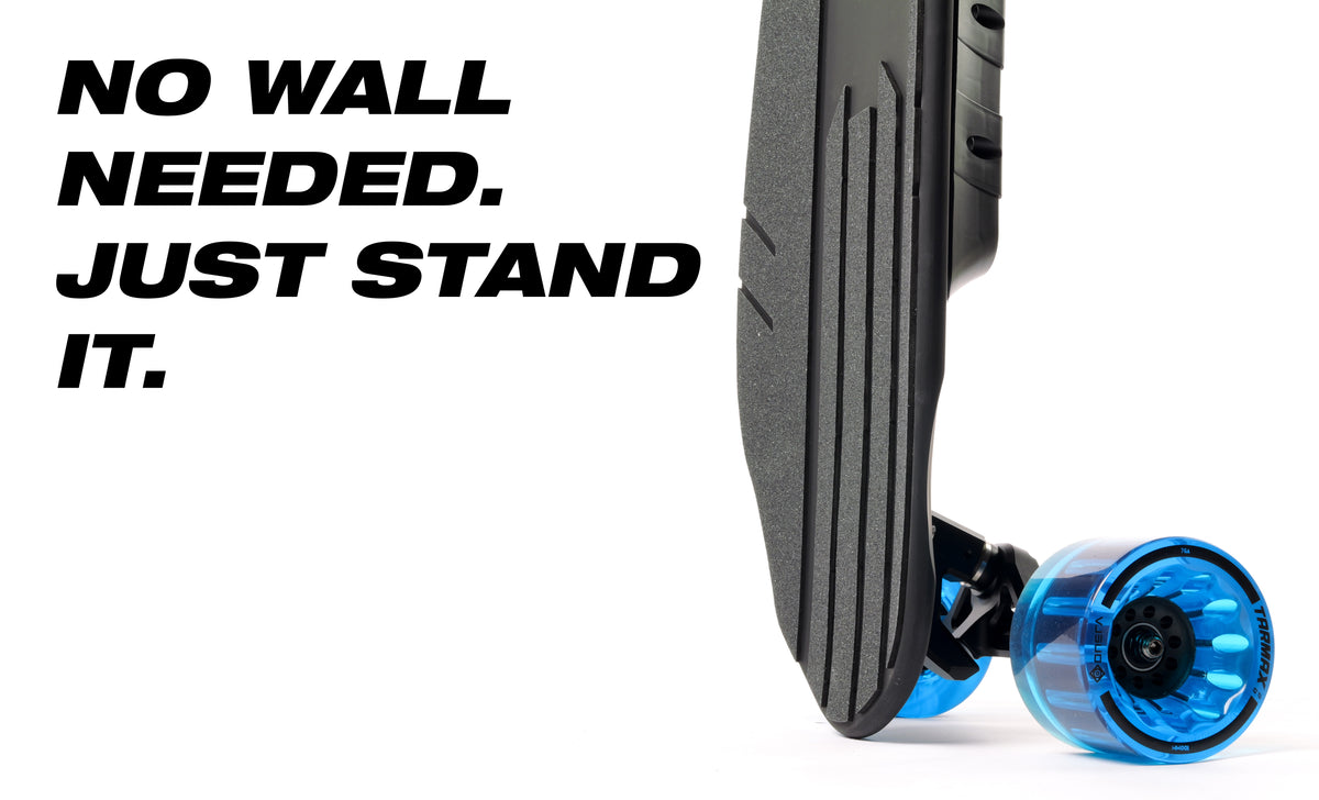 ONSRA Challenger Pro Street standing upright on its tail – "No wall needed. Just stand it."
